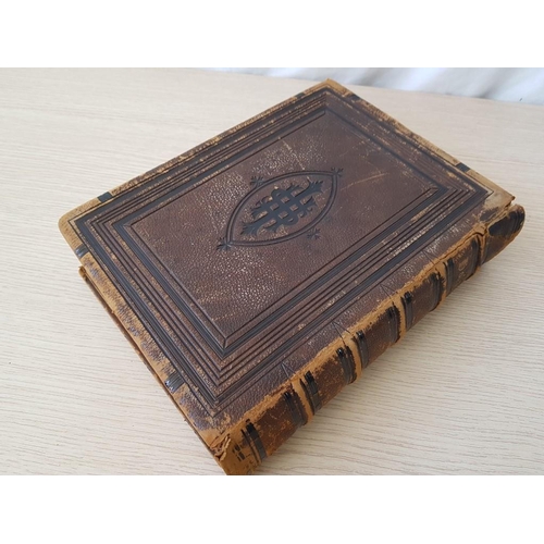 2 - Antique Leather Bound Holy Bible, Old & New Testament with Photographic Illustrations