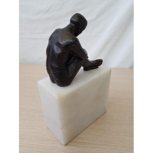 42 - Bronze Seated Nude Figure on Marble Base