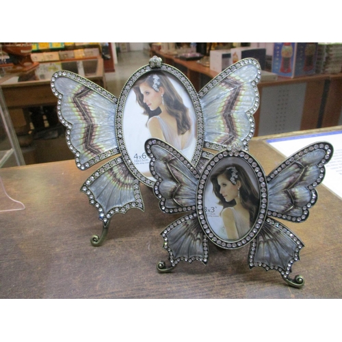 131 - Grey Butterfly Modern Decorative Pair of Matching Photo Frames, (10-15cm, 5 x 7,5cm)