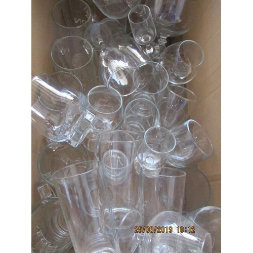597 - Large Box of Assorted Glasses inc Beer Glasses, Water Glasses, Frappee Glasses & Other