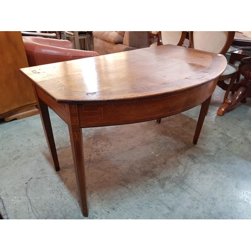 180 - Georgian Oak Demi Loom Table, Box Wood Marquetry, Walnut Inlaid Top