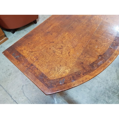 180 - Georgian Oak Demi Loom Table, Box Wood Marquetry, Walnut Inlaid Top