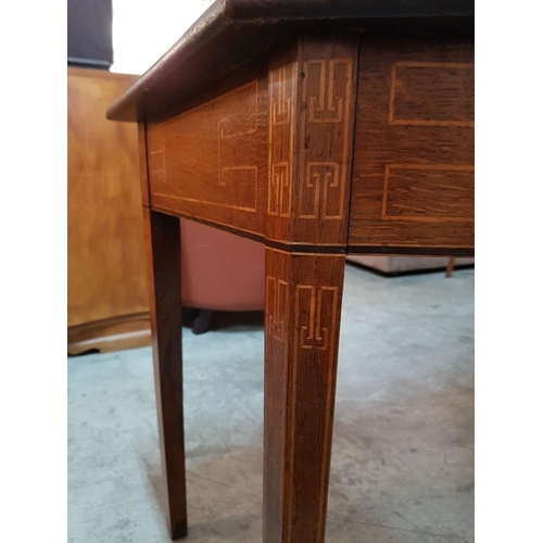 180 - Georgian Oak Demi Loom Table, Box Wood Marquetry, Walnut Inlaid Top