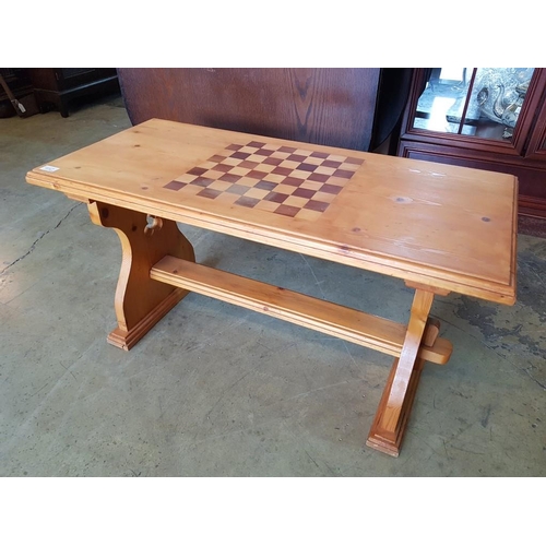 162 - Rectangular Pine Coffee Table with Chess Board in the Top