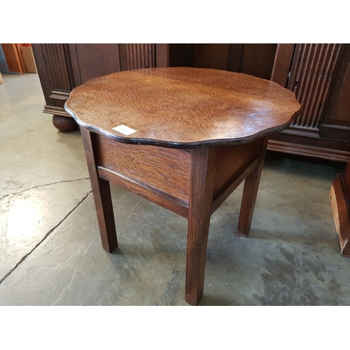 164 - Vintage Sewing Box / Side Table with Lift Top and Fabric Liner