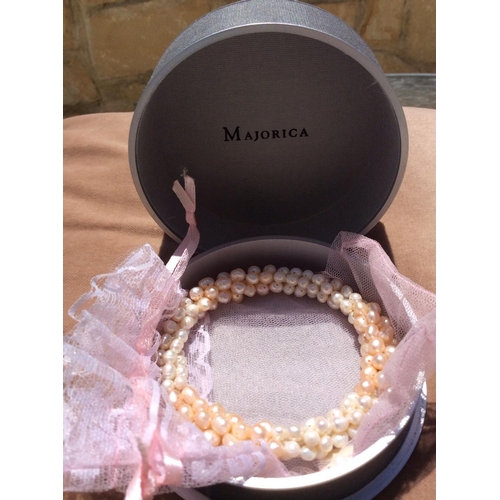 126 - Genuine Fresh Water Pearls Bracelet (New), Diameter 13cm, Bangle Style (Slide on)