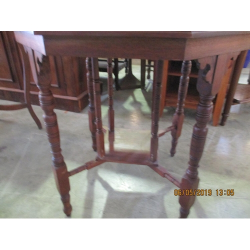 142 - Vintage Wooden Carved Leg Octagonal Occasional Table