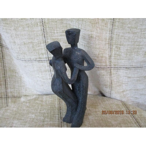 177 - 3 x Bronze Effect ''Cubist'' Figurines from the ''Friendship'' Range (1 x Figurine has a repair)