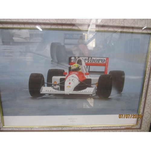 160 - 'Tribute to Nigel Mansell by Stuart Mclntyre' print, 2 x Photo Print of Nigel Mansell & 'Senna in th... 