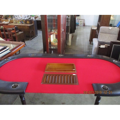 128 - ''Red & Black'' Solid Wood Poker Table with Large Quantity of Chips