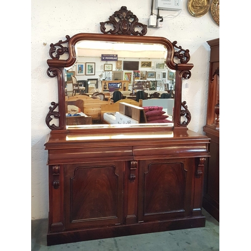 122 - Early Victorian Rococo Style Scottish Mahogany Chiffonier / Mirror Backed Sideboard with Shapely Bev... 