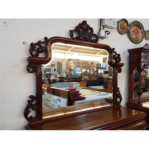 122 - Early Victorian Rococo Style Scottish Mahogany Chiffonier / Mirror Backed Sideboard with Shapely Bev... 