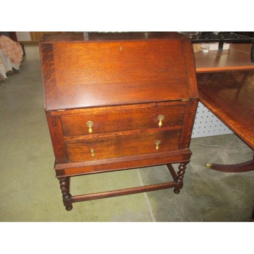 42 - Antique Oak Buraeu with Brass Fittings