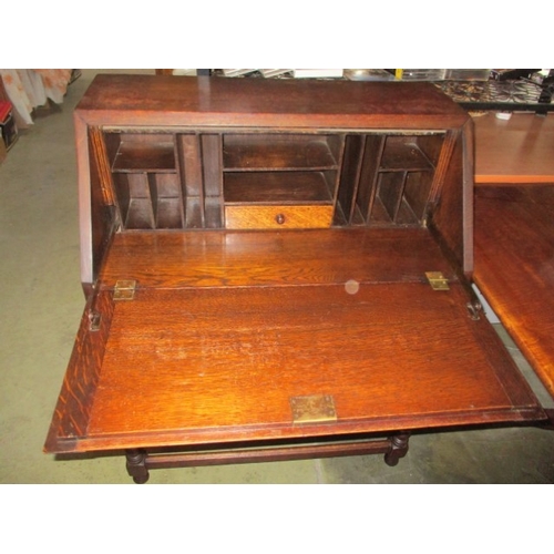 42 - Antique Oak Buraeu with Brass Fittings