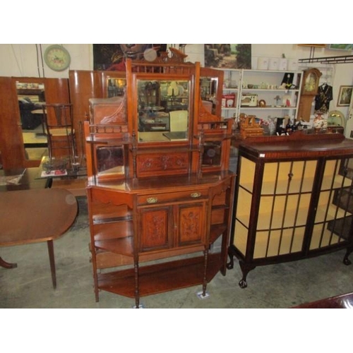 48 - Edwardian Carved Hallstand with Bevel Glass Mirror, (120cm x 196cm), (Key in Office).