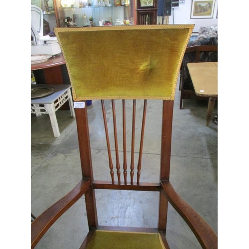 118 - A High Backed Edwarian Armchair with Gold Velour Upholstery