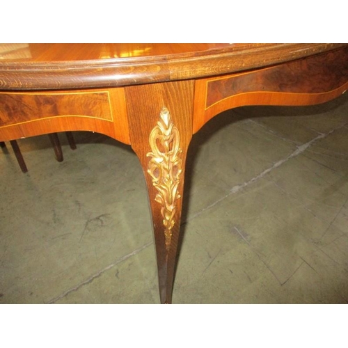 5 - Beautifully Veneered Gilt Extending Dining Table (L174cm x W108cm x H75cm)