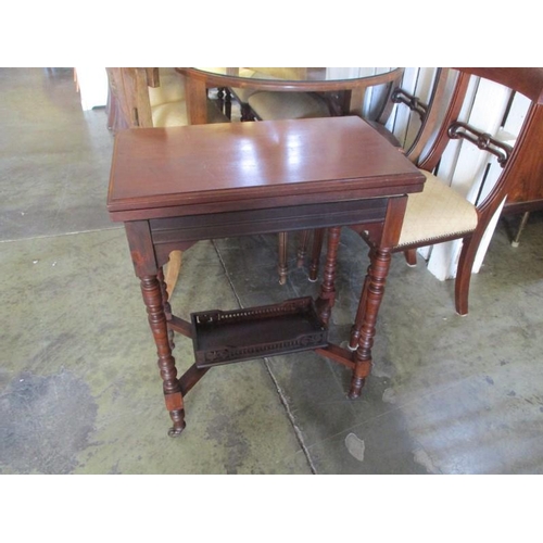 121 - Edwarian Walnut Card Table with Turned Legs and Original Interior & Casters