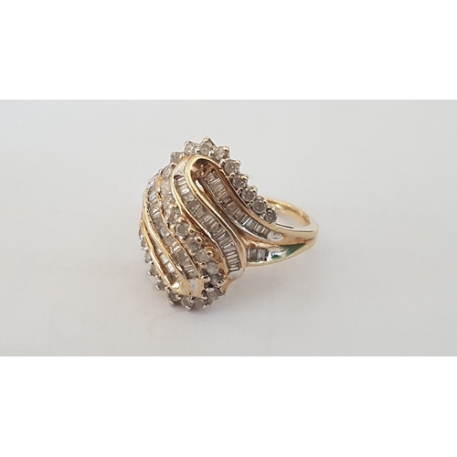 34 - Gold and Diamond Ring; 9ct (375) Gold Ring with Decorative Arrangement of Approx. 27 Round Cut Diamo... 