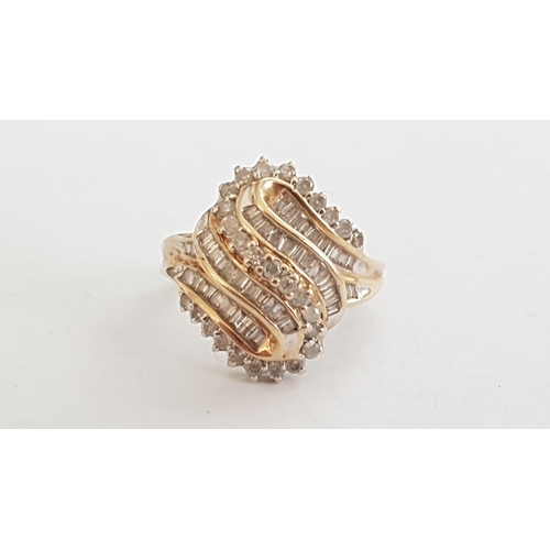 34 - Gold and Diamond Ring; 9ct (375) Gold Ring with Decorative Arrangement of Approx. 27 Round Cut Diamo... 