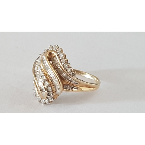 34 - Gold and Diamond Ring; 9ct (375) Gold Ring with Decorative Arrangement of Approx. 27 Round Cut Diamo... 