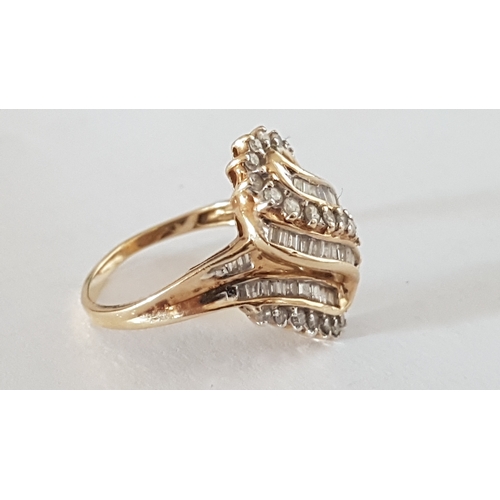 34 - Gold and Diamond Ring; 9ct (375) Gold Ring with Decorative Arrangement of Approx. 27 Round Cut Diamo... 