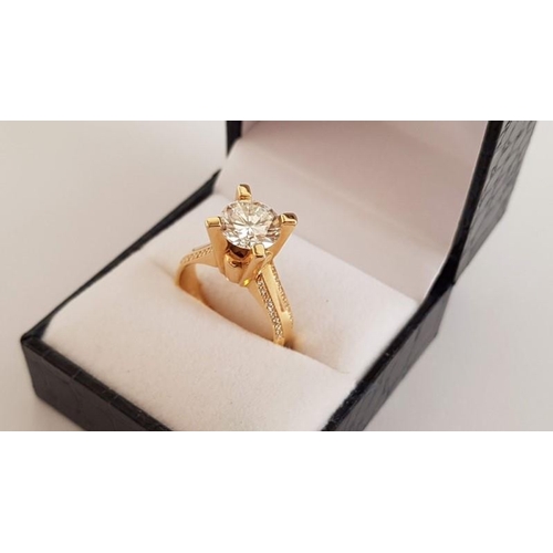 10 - Diamond and Gold Ring; Approx. 2.1ct Round Cut Diamond with Very Good Proportions, Colour J, SI1 set... 