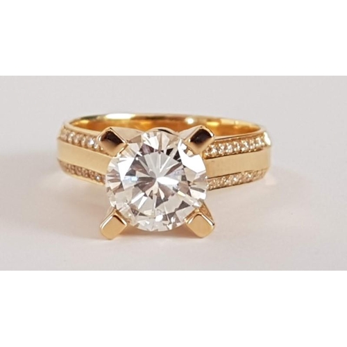 10 - Diamond and Gold Ring; Approx. 2.1ct Round Cut Diamond with Very Good Proportions, Colour J, SI1 set... 