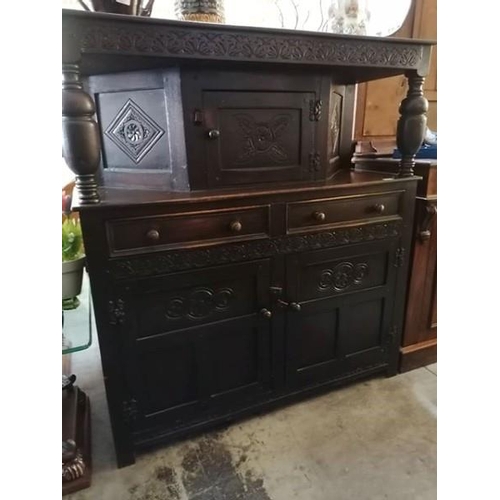 122 - Solid Carved Oak Sideboard / Cupboard Unit