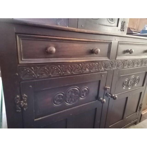 122 - Solid Carved Oak Sideboard / Cupboard Unit