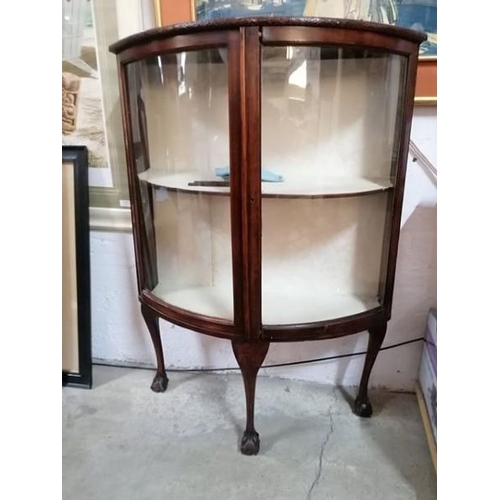 90 - Small Antique Carved Glass Display Cabinet with Claw & Ball Feet