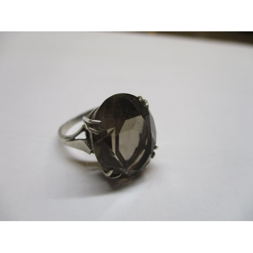 108 - Silver Ring with Large Smoking Quartz