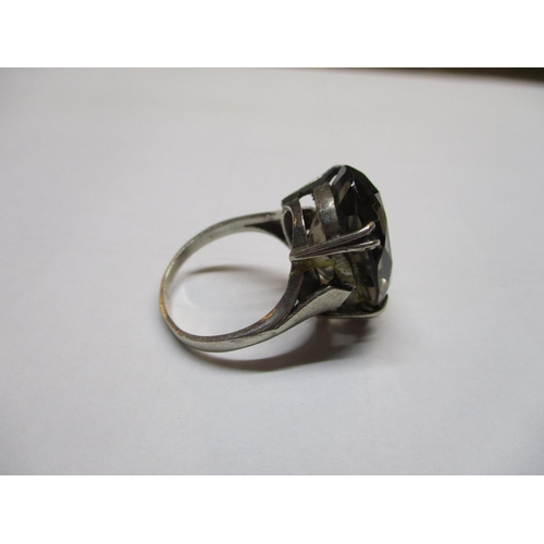 108 - Silver Ring with Large Smoking Quartz