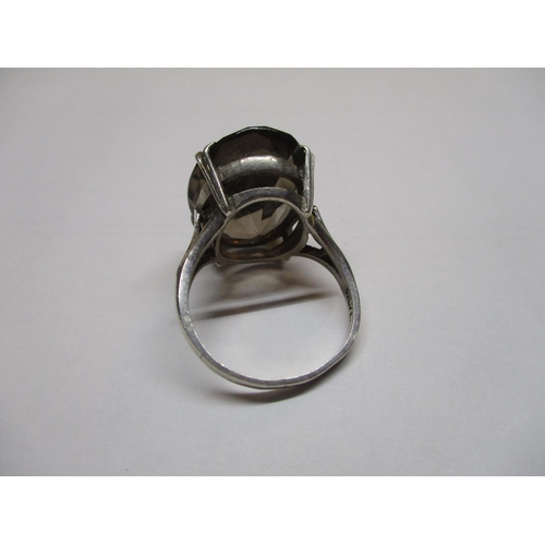 108 - Silver Ring with Large Smoking Quartz