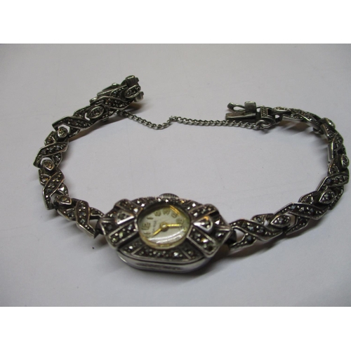 110 - Marcasite Watch, Bracelet. Earrings & Ring on Silver