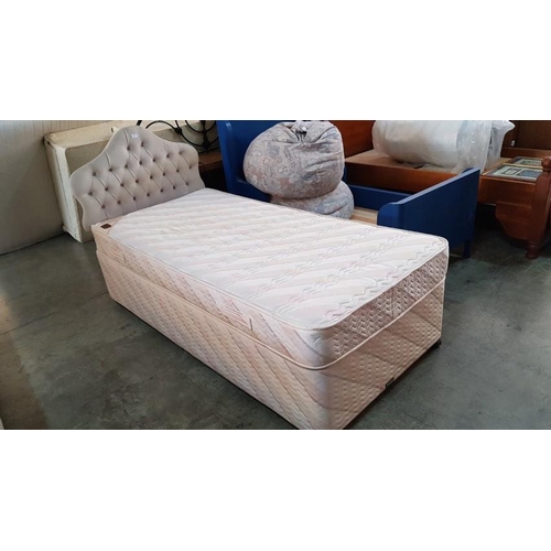 4065 - Single Divan Bed with Mattress & Padded Head Board (200cm x 90cm)