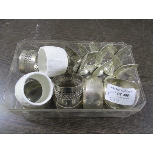 4080 - Set of 6x Silver Plated Napkin Ring and Pair of Porcelain Caolport Napkin Rings and 3 x Others & Set... 