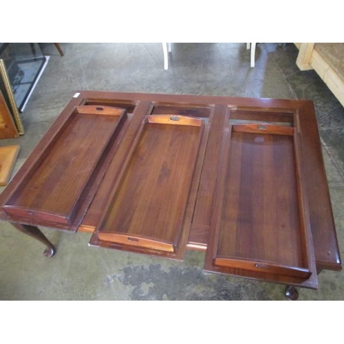 4149 - Coffee Table Wooden with 3 x Tray's Inserts n Table Top (120cm x 79cm x 15cm)