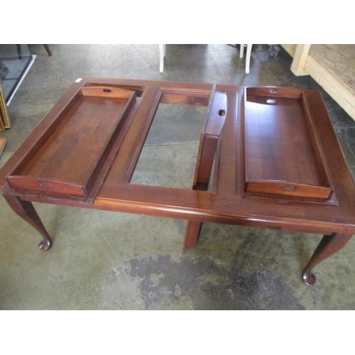 4149 - Coffee Table Wooden with 3 x Tray's Inserts n Table Top (120cm x 79cm x 15cm)
