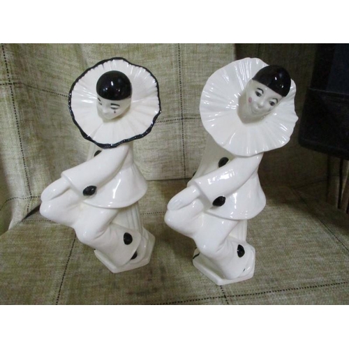 4097 - Pair of Pierrot Ceramic Figurines