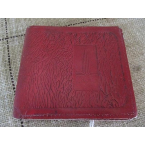 4096 - 1980 Moscow Olympic Gold Plated Badge & Red Leather Wallet