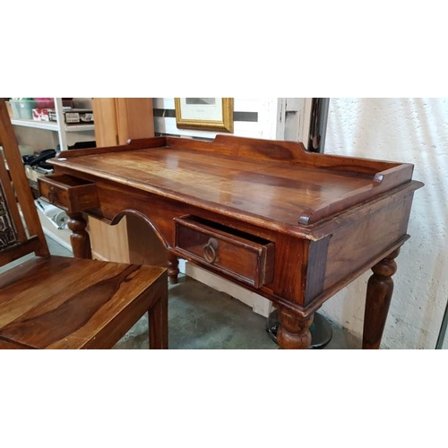 4136 - Mexican Pine Style Dressing Table with Turned Legs, 2 - Drawers and Upstands to top Rear & Side, Tog... 