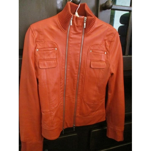 4063 - Orange Colour ''Mango'' Leather Ladies Jacket Size M