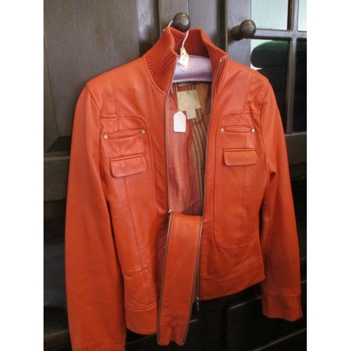4063 - Orange Colour ''Mango'' Leather Ladies Jacket Size M