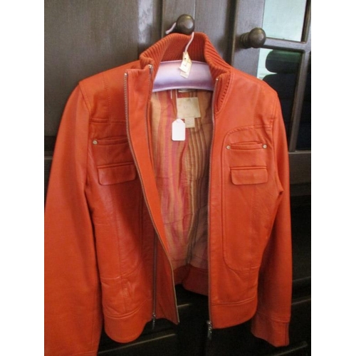 4063 - Orange Colour ''Mango'' Leather Ladies Jacket Size M
