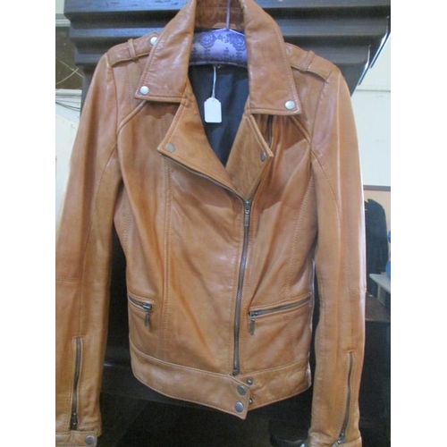 4064 - Camel Colour ''Stradivarius'' Leather Ladies Jacket Size M