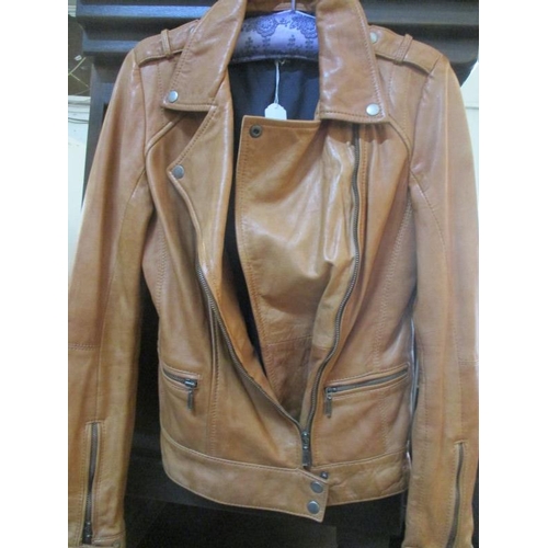 4064 - Camel Colour ''Stradivarius'' Leather Ladies Jacket Size M