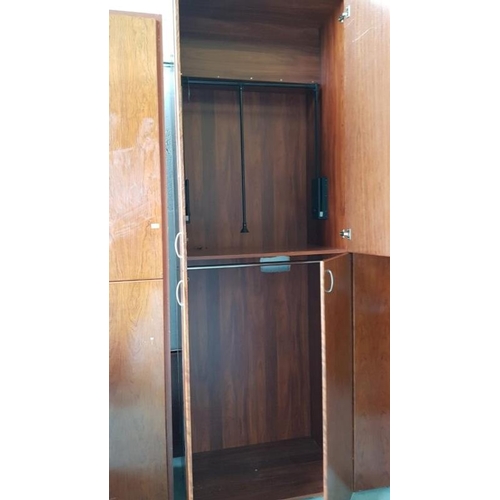 4120 - 3 x Double Wardrobes, with Dark Wood Fronts, Mixture of Shelving and Hanging with Pull Down Rails (A... 