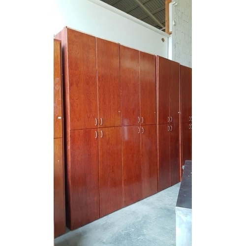 4120 - 3 x Double Wardrobes, with Dark Wood Fronts, Mixture of Shelving and Hanging with Pull Down Rails (A... 