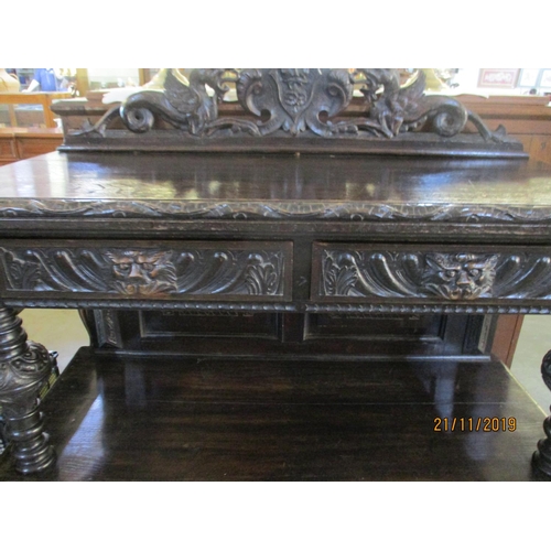55 - Antique Edwards & Roberts Victorian Heavily Carved Gothic Style Buffet / Sideboard